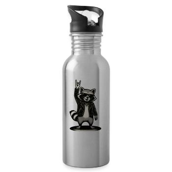 Rockstar Raccoon in Leather Spotlight - 20 oz Water Bottle - silver - Right