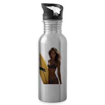 Sunset Wave Beachwear Design - 20 oz Water Bottle - silver - Right