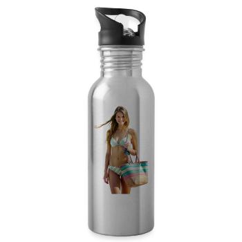 Tropical Stripes Beachwear Design - 20 oz Water Bottle - silver - Right