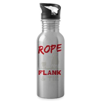 Rope Flank and Tie Western Cowboy Design - 20 oz Water Bottle - silver - Right