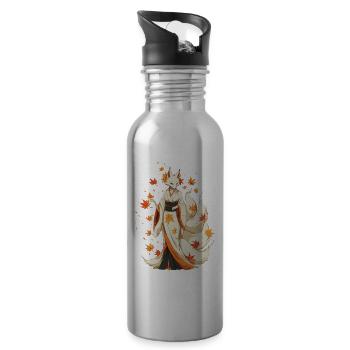 Ancient Kitsune Fox Spirit - 20 oz Water Bottle - silver - Right