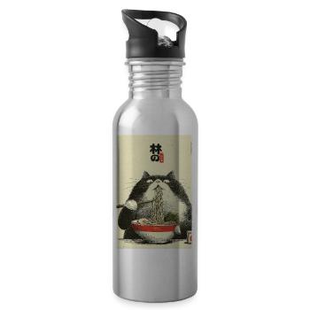 Forest Cat Noodles Art - 20 oz Water Bottle - silver - Right