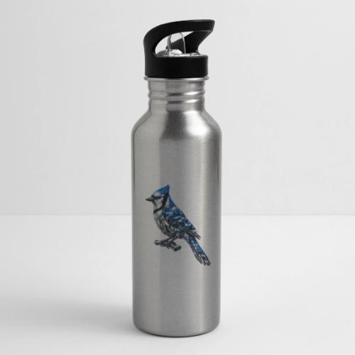 Silver Blue Jay on Perch + Flight Stages 2-print - 20 oz Water Bottle