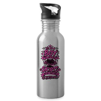 Yes Im A Boy I Like To Wear Skirts Femboy Quote - 20 oz Water Bottle - silver - Right