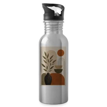 Geometry and Olive Botanical Still Life - 20 oz Water Bottle - silver - Right