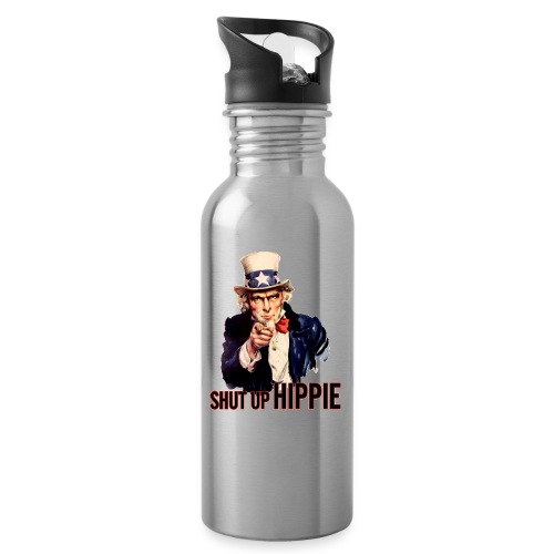 SHUT UP HIPPIE WHITE OUTL - 20 oz Water Bottle