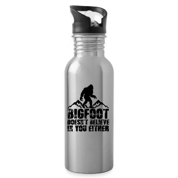 Bigfoot Doesn’t Believe in You Either Funny Yeti - 20 oz Water Bottle - silver - Right
