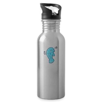 Happy Manatee | 8 Bit Pixel Art - 20 oz Water Bottle - silver - Right