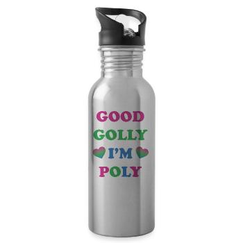 Good Golly I'm Poly | Polysexual Pride - 20 oz Water Bottle - silver - Right