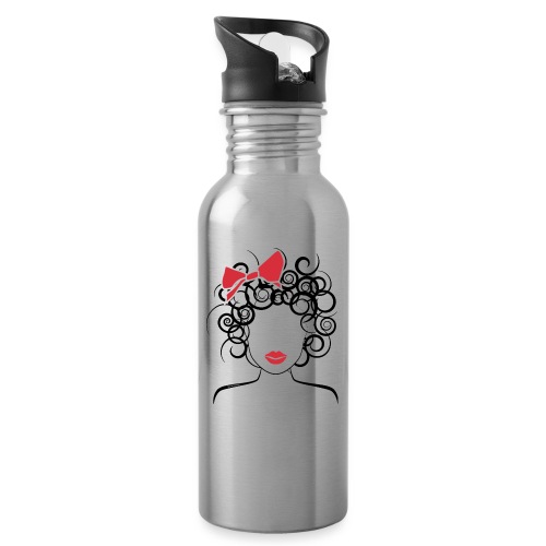 Curly Girl with Red Bow_Global Couture_logo T-Shir - Water Bottle