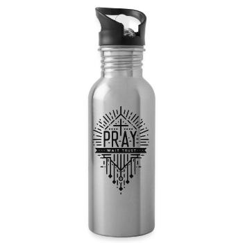 Pray Wait Trust - 20 oz Water Bottle - silver - Right