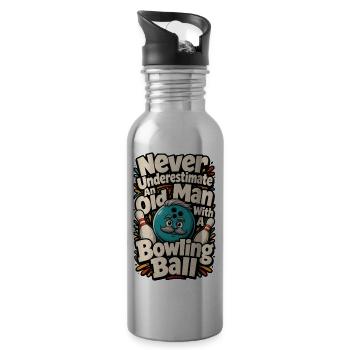 Ne sous-estimez jamais une boule de bowling de vieil homme - Bouteille d'eau - argent clair - Droite