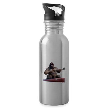 Bigfoot in a kayak - 20 oz Water Bottle - silver - Right
