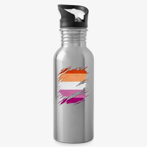 Lesbian Pride Flag Ripped Reveal - Water Bottle
