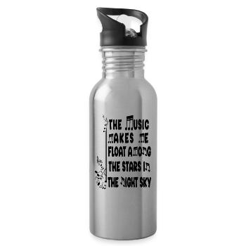 The music makes me float among the stars in the li - 20 oz Water Bottle - silver - Right