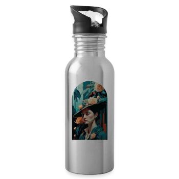 Nocturnal Blossom Amidst Shadows - 20 oz Water Bottle - silver - Right