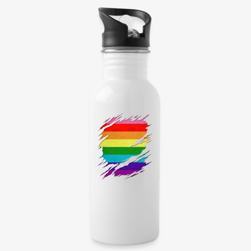 Original Gilbert Baker LGBT Gay Pride Flag Ripped - Water Bottle