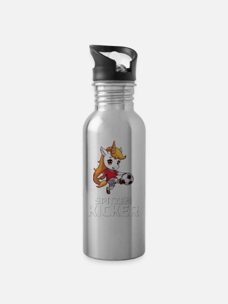 Soccer Unicorn - 20 oz Water Bottle - silver