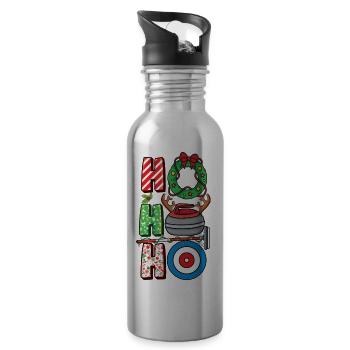Curling Player Xmas Curling Broom Curler Christmas - 20 oz Water Bottle - silver - Right