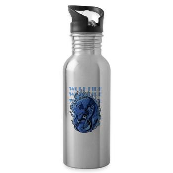 Fire Wolf - 20 oz Water Bottle - silver - Right