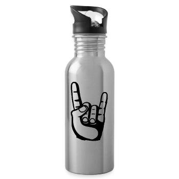 Heavy Metal Hand - 20 oz Water Bottle - silver - Right