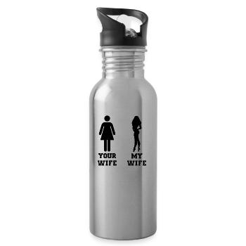 My Wife Your Wife - black - 20 oz Water Bottle - silver - Right