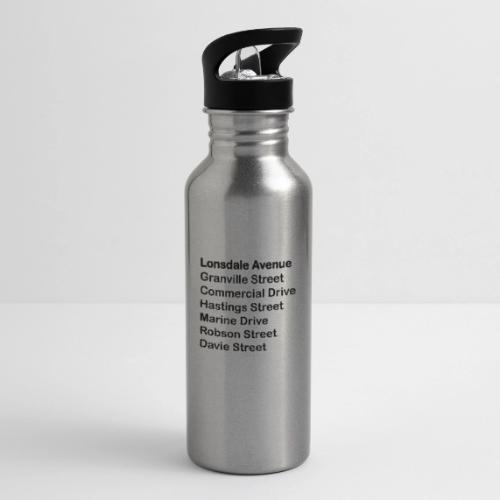 Street Names Black Text - 20 oz Water Bottle