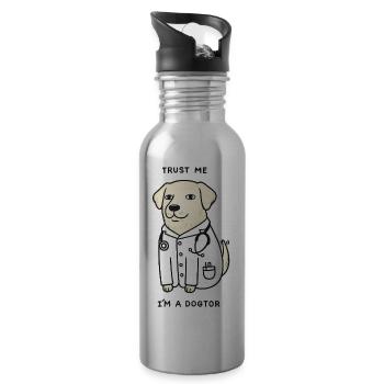 Dog Doctor Stethoscope Tee funny dogs  - 20 oz Water Bottle - silver - Right