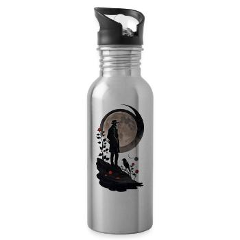 Moonlit Noir Silhouette with Rose - 20 oz Water Bottle - silver - Right