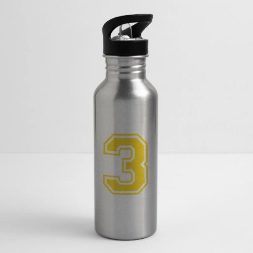 Number 3 in a classic athletic collegiate font - 20 oz Water Bottle