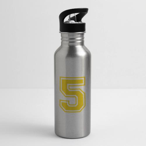 Number 5 in a classic athletic collegiate font - 20 oz Water Bottle