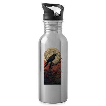 Moonlit Raven - 20 oz Water Bottle - silver - Right