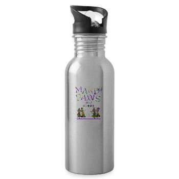 Mardi gras purple and gold cat- teddy bear+sticker - 20 oz Water Bottle - silver - Right