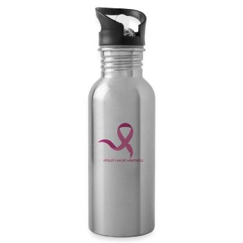 Breast Cancer Support Family Women Breast Cancer - 20 oz Water Bottle - silver - Right