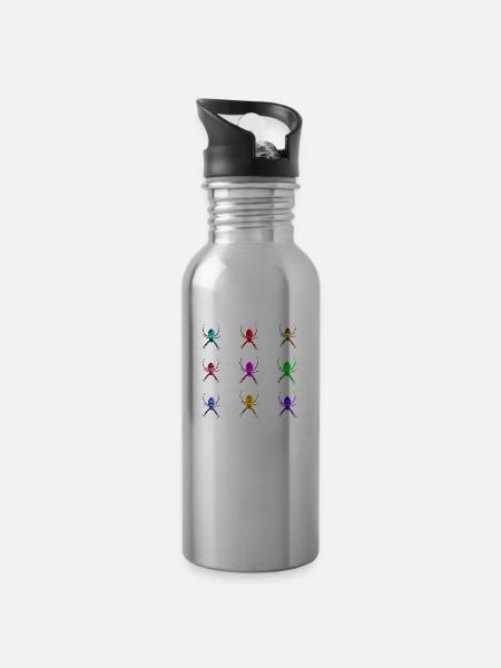 Colorful spiders - 20 oz Water Bottle - silver