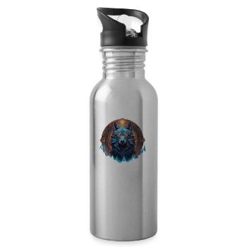 Alpha Galactic Mystical Wolf - 20 oz Water Bottle - silver - Right