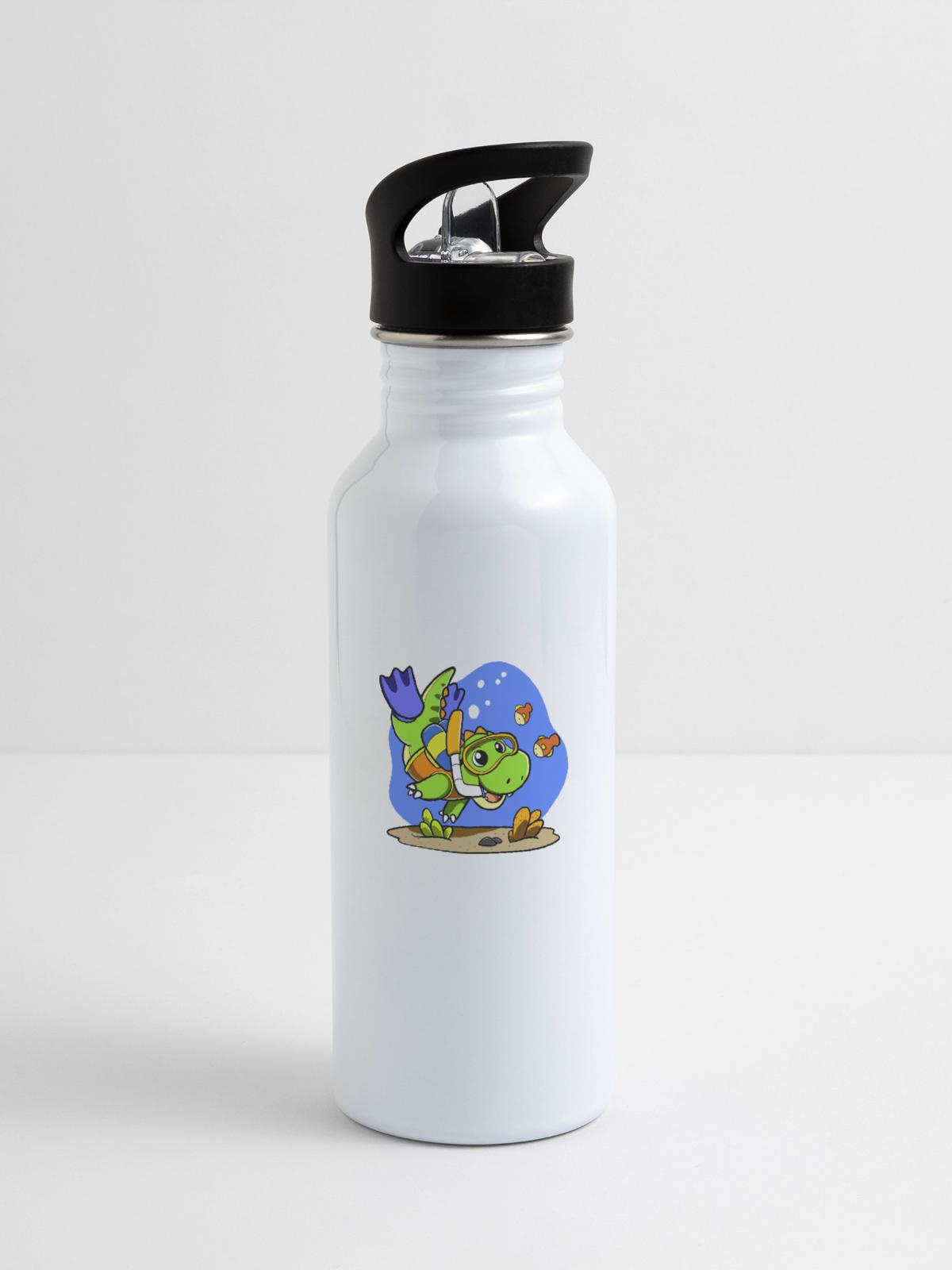 Scuba Dino - 20 oz Water Bottle - white - Right
