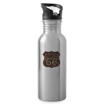 Route 66 vintage sign - Wood log signage - 20 oz Water Bottle - silver - Right