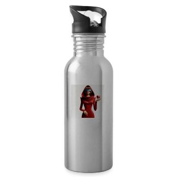 Girl in red hooded dress - 20 oz Water Bottle - silver - Right