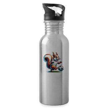 Soccer Sport Squirrel Nuts Animal Lover Design - 20 oz Water Bottle - silver - Right