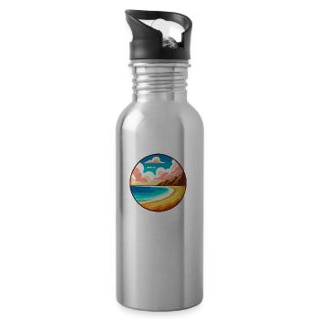 Serene Beach Vibes - 20 oz Water Bottle - silver - Right