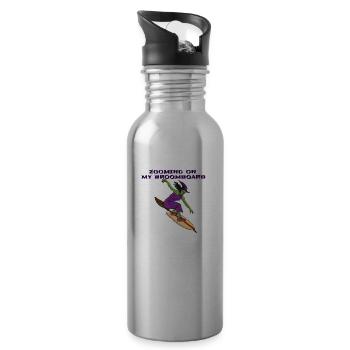 Witchy Broom Board Surfing Halloween - 20 oz Water Bottle - silver - Right