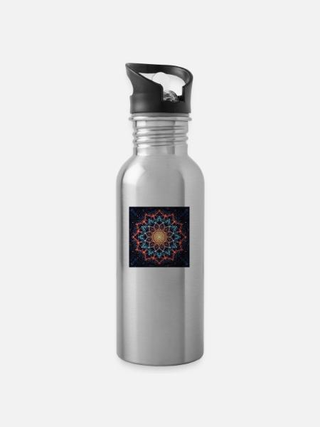 Mandala Goes Down Electric Avenue - 20 oz Water Bottle - silver