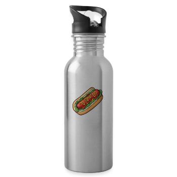 Hot Dog Fast Food Foodie - 20 oz Water Bottle - silver - Right