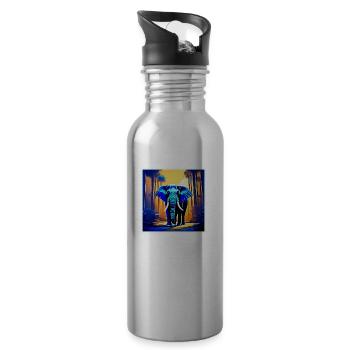 Mystic Elephant: Sunset Forest Journey - 20 oz Water Bottle - silver - Right