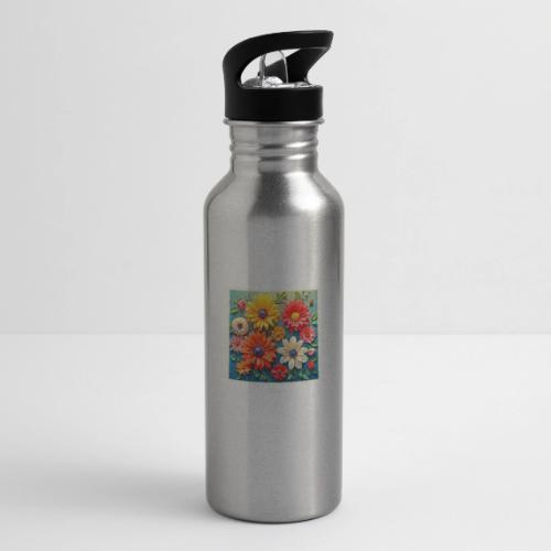 Vibrant Floral Fantasy Design - 20 oz Water Bottle