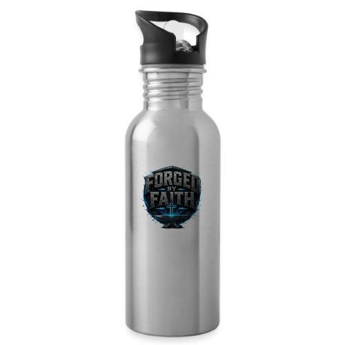 Forged By Faith Cyan Design - 20 oz Water Bottle