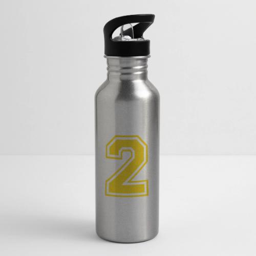 Number 2 in a classic athletic collegiate font - 20 oz Water Bottle
