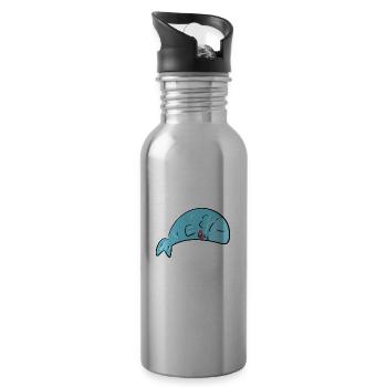 fish sad broken heart animal - 20 oz Water Bottle - silver - Right