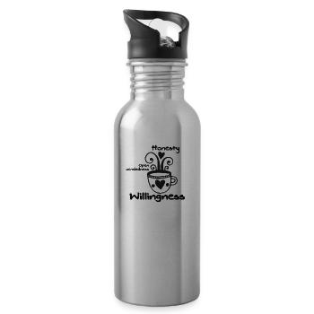 Honesty Open Mindedness And Willingness - 20 oz Water Bottle - silver - Right